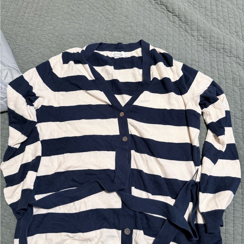 Vineyard Vines Navy and White Striped Cardigan
